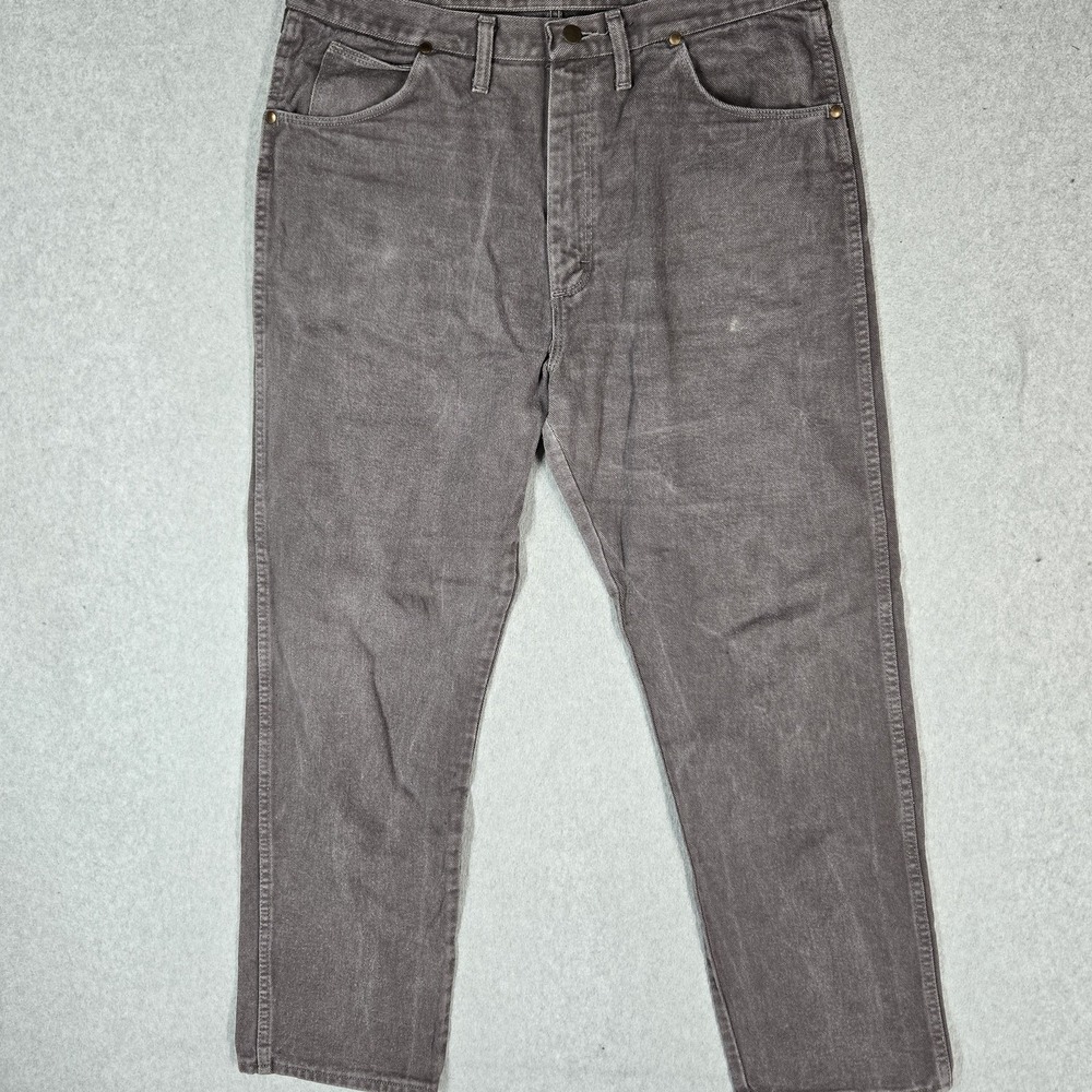 Wrangler Men Jeans 38X32 Gray Denim Tapered Made in USA  30" Inseam READ